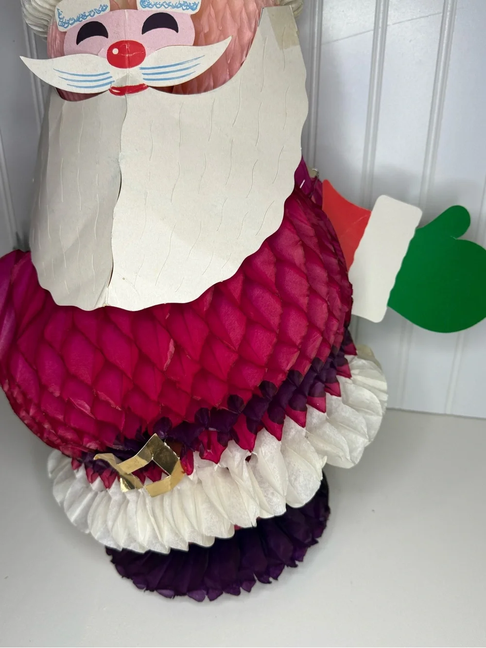 Vintage mid century Danish honeycomb accordion Santa Christmas decor